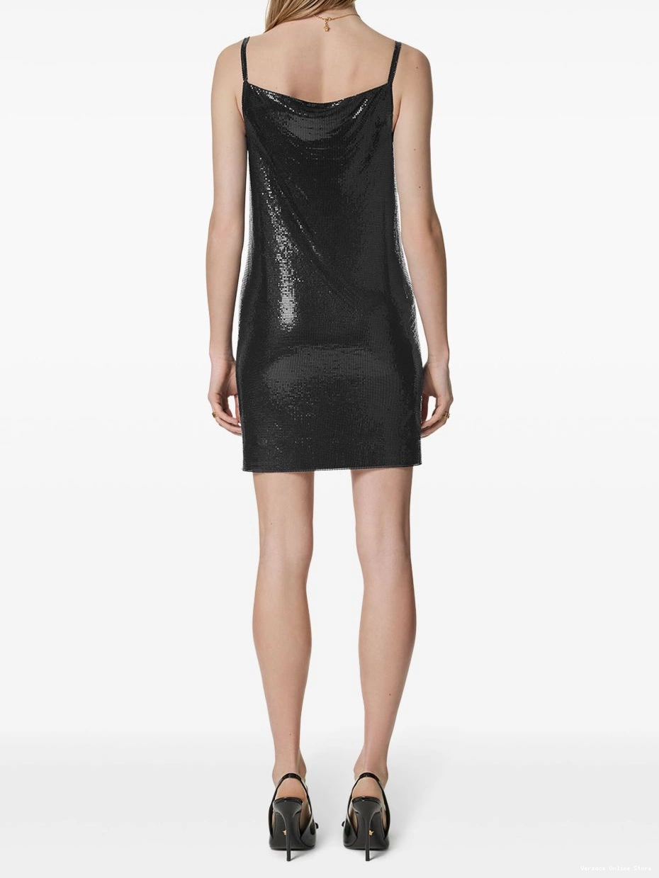 Cheap Women metal mini dress Versace mesh 0719